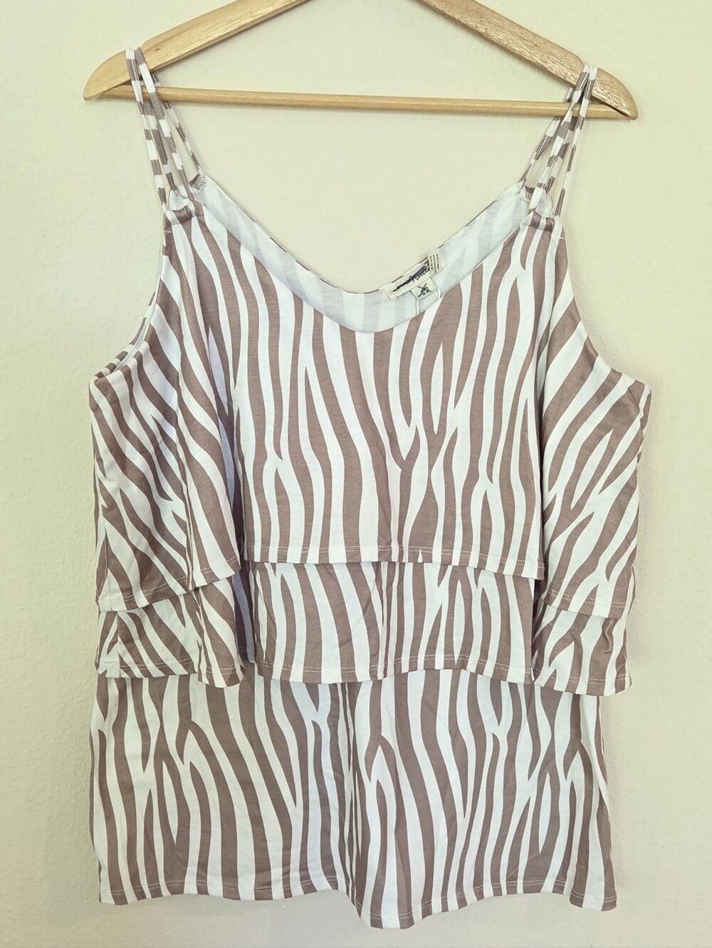 Simply Noelle Tiered Zebra Print Spaghetti Strap Cami Tank Top